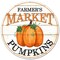 Round 12" Farm Fresh Metal Sign for Wreath Accents, Centerpieces, Crafts, and Decorations (Pumpkins - Orange, Black, Multi, 12" Dia)